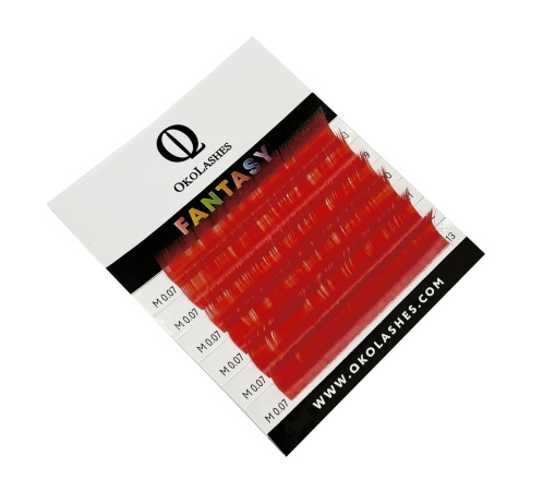 

Ресницы Oko Lashes Professional Fantasy мини алый D 0.10 7-12 mix, Красный