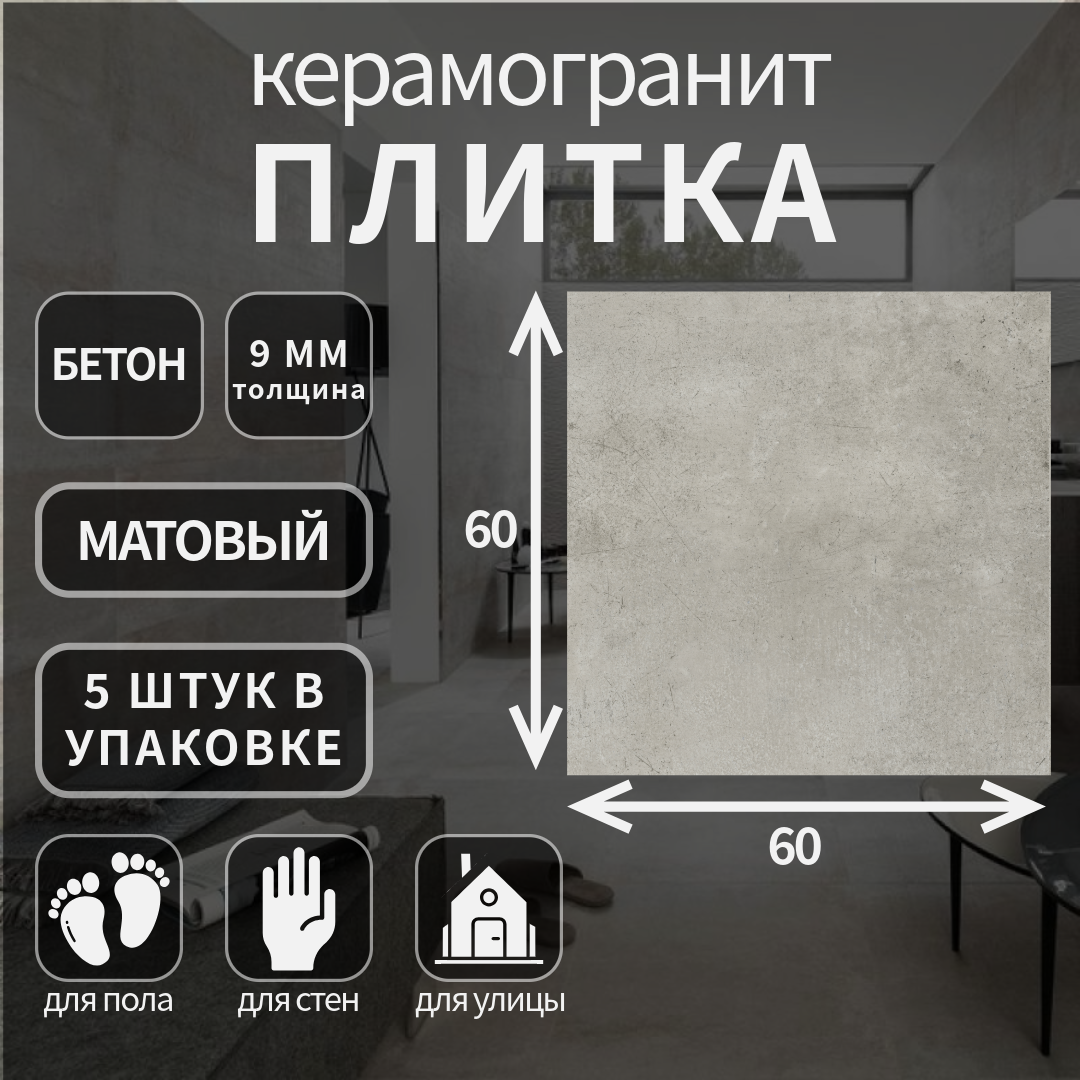 Керамогранит Kerranova K-2013 коллекция Fabrika матовый 60x60x9 5125₽