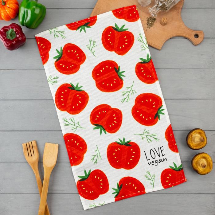 

Полотенце кухонное Доляна Love vegan, 35х60 см, 100% хлопок, 160г/м2, Белый;красный, Organic food Доляна
