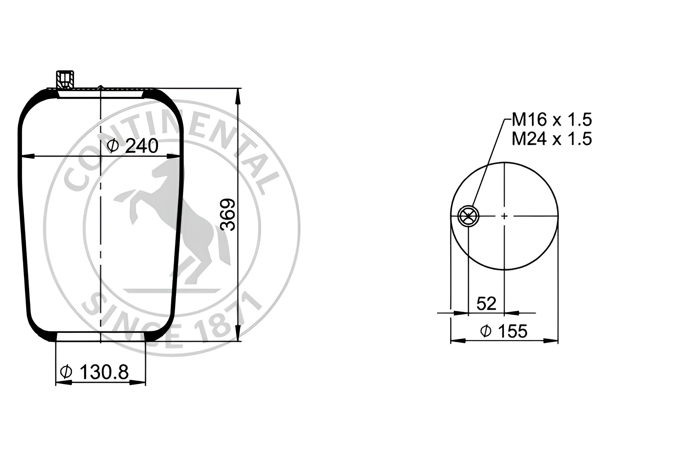 Пневморессора ContiTech 4391N1 без стакана задняя для Mercedes Benz Actros