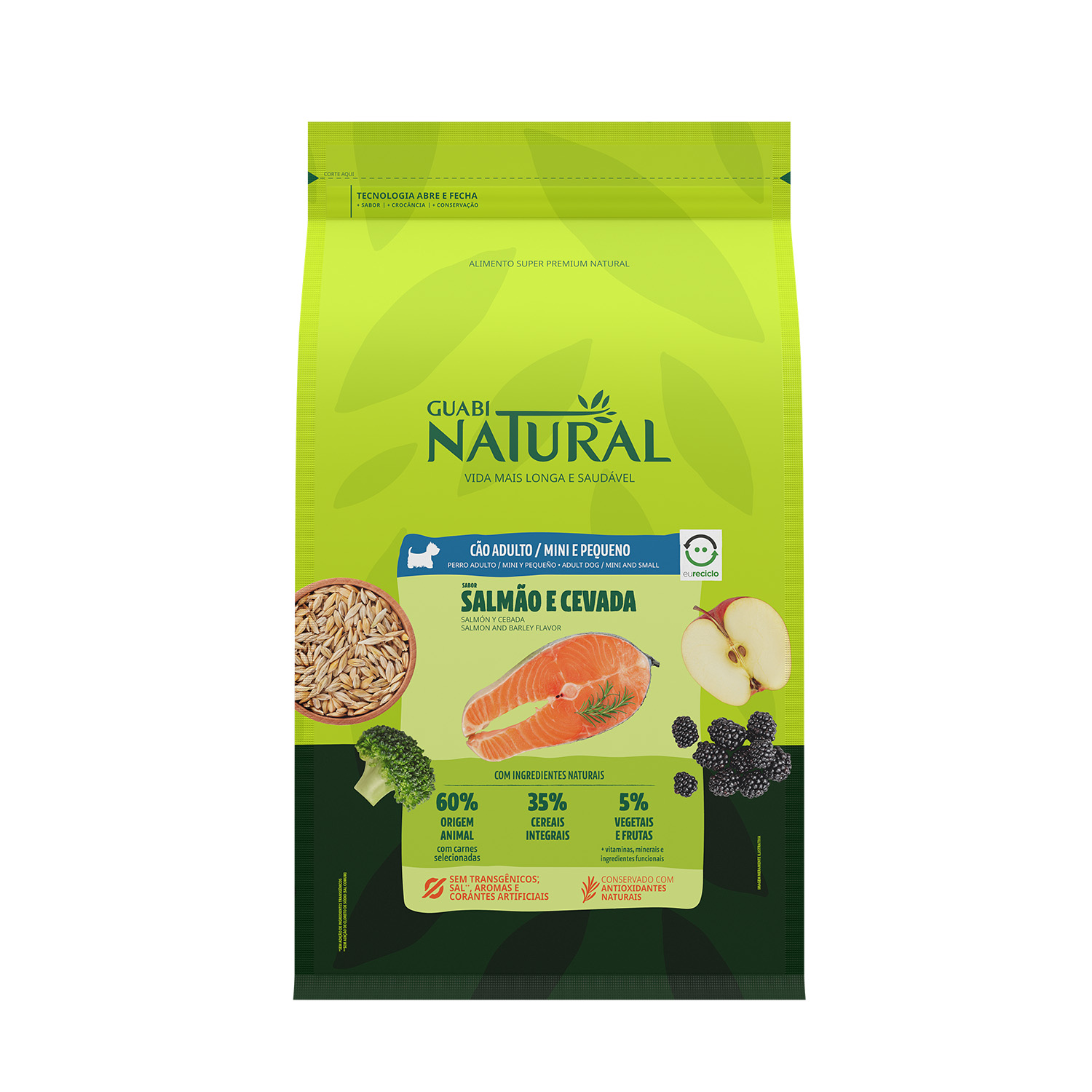 

Сухой корм для собак мелких пород Guabi Natural Dog Adult лосось и ячмень 1 кг, Dog Adult мелкие