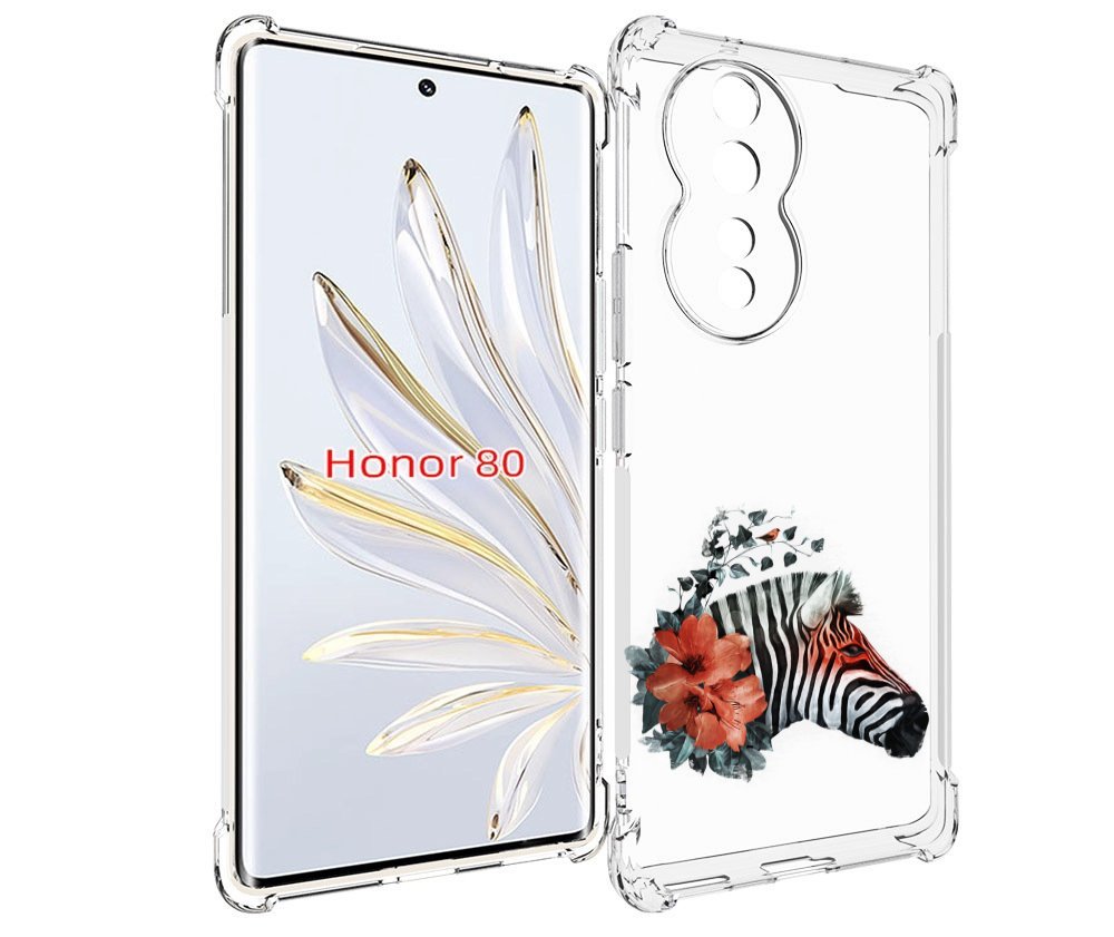 

Чехол MyPads Зебра с цветами для Honor 80, Прозрачный, Tocco