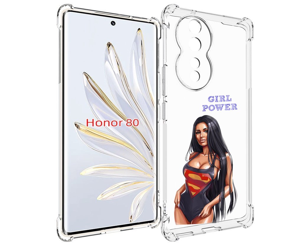 

Чехол MyPads Девушка-супермен женский для Honor 80, Прозрачный, Tocco