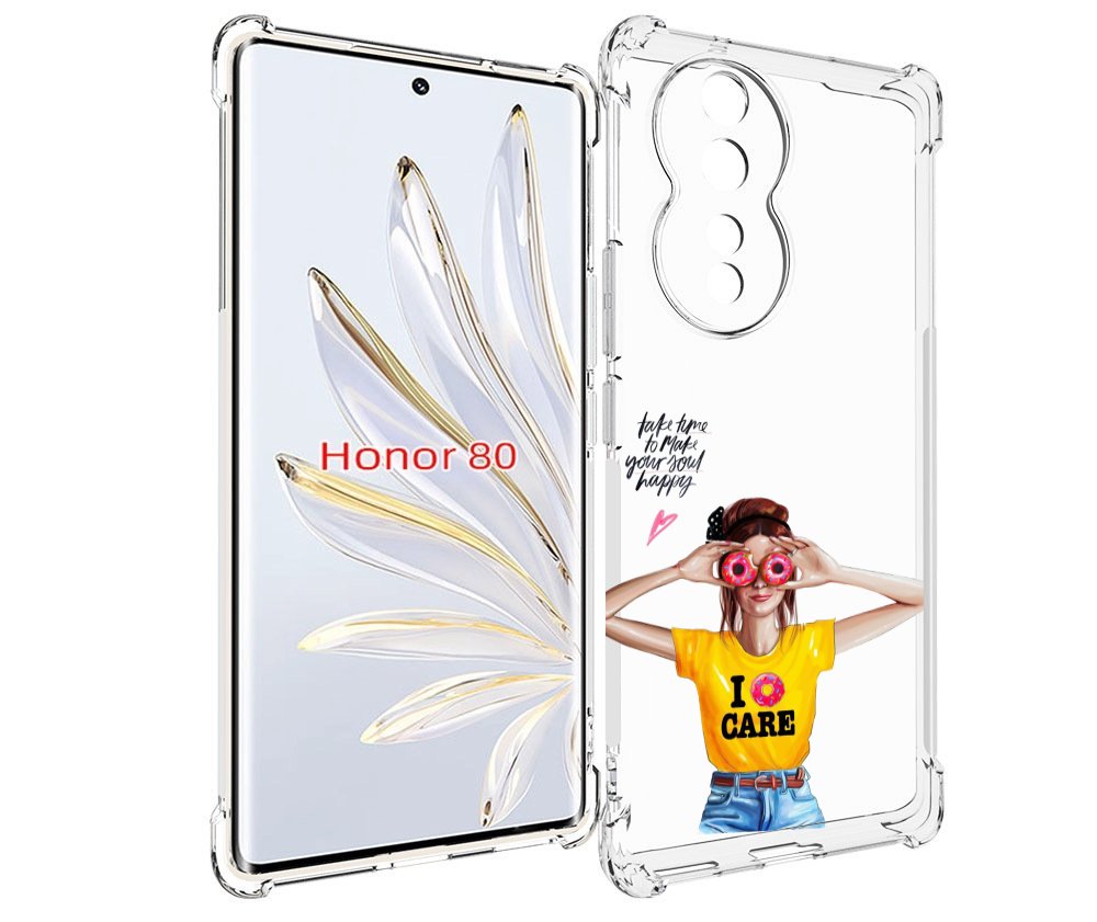 

Чехол MyPads Девушка-с-пончиками женский для Honor 80, Прозрачный, Tocco