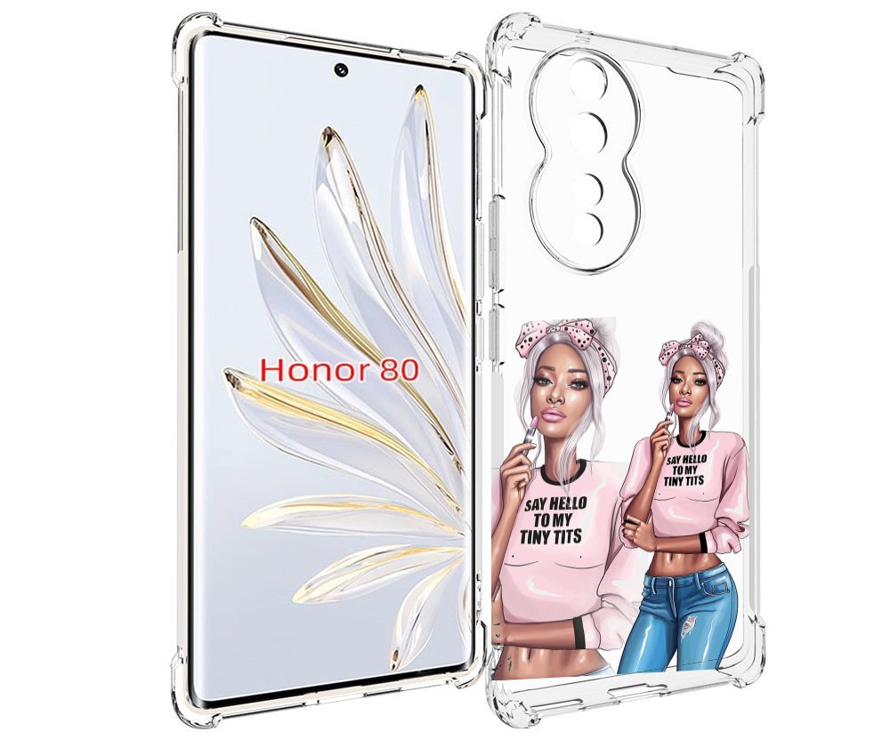

Чехол MyPads Девушка-в-розовой-футболке женский для Honor 80, Прозрачный, Tocco