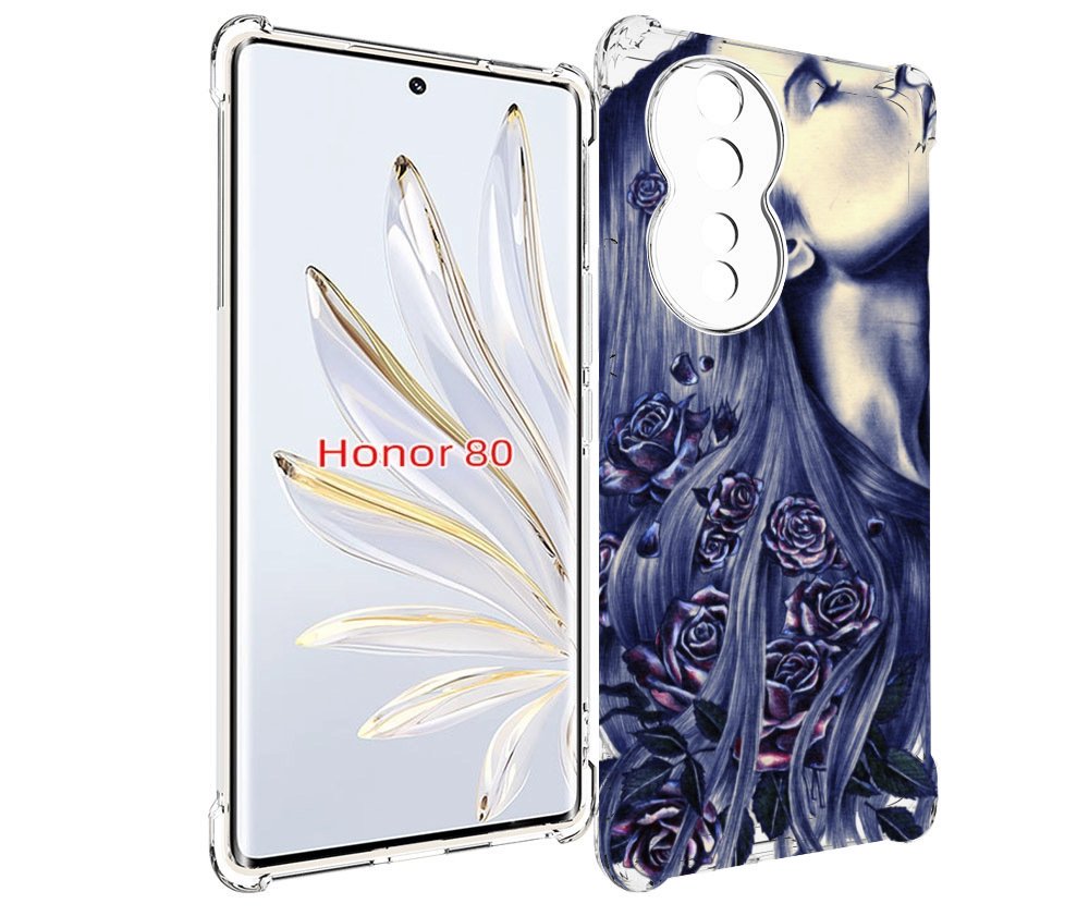 

Чехол MyPads Девушка с розами женский для Honor 80, Прозрачный, Tocco