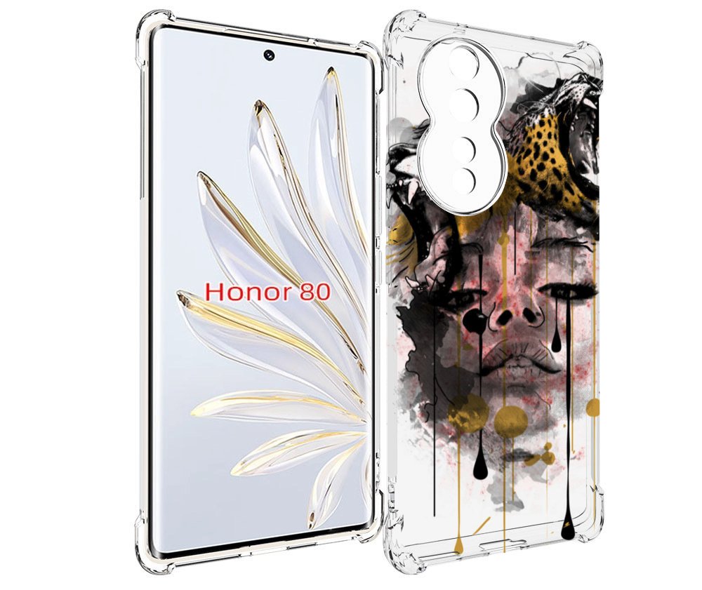 

Чехол MyPads Девушка гепард женский для Honor 80, Прозрачный, Tocco