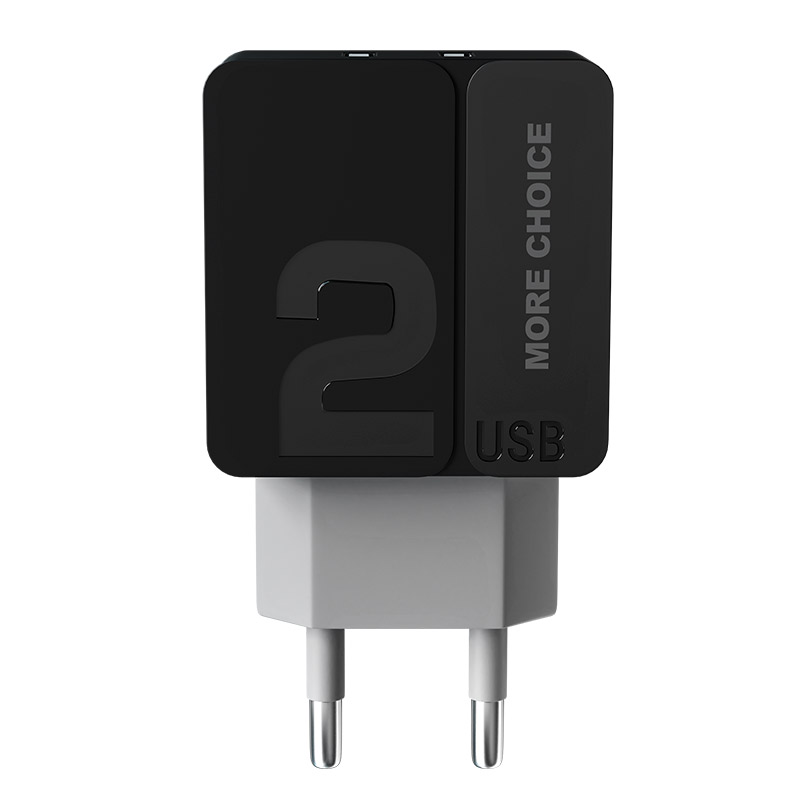 

Сетевое зарядное устройство 2USB 2.4A More choice NC46 Black Grey, NC46