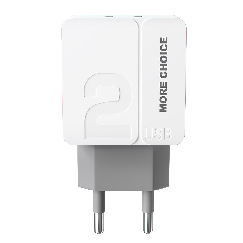 

Сетевое зарядное устройство 2USB 2.4A More choice NC46 White Grey, NC46