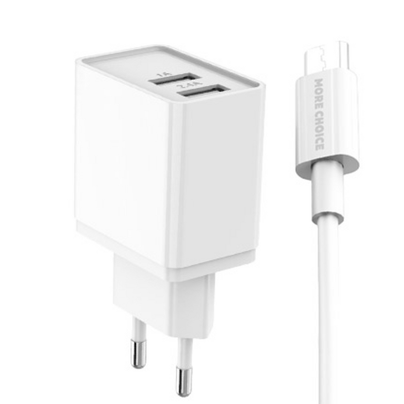 Сетевое зарядное устройство 2USB 2.4A для Lightning 8-pin More choice NC44i White