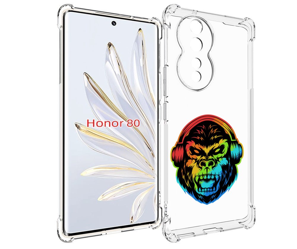 

Чехол MyPads Горилла-в-наушниках для Honor 80, Прозрачный, Tocco