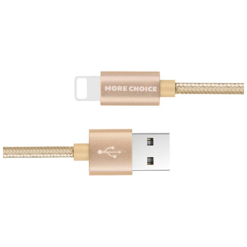 

Дата-кабель More choice K11i USB 2.0A для Lightning 8-pin нейлон 1м Gold, K11i