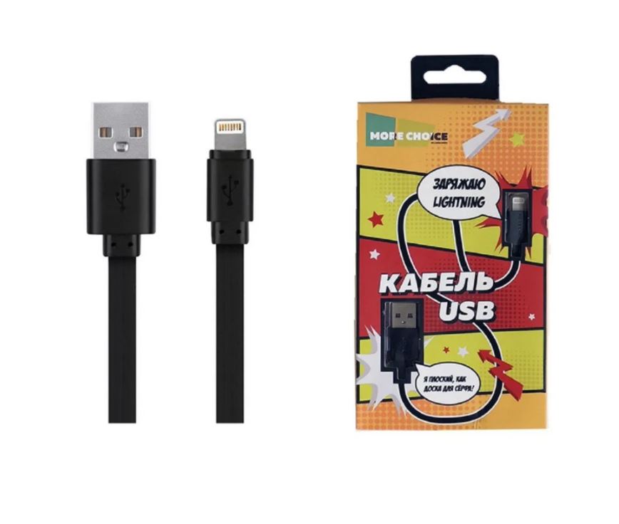 фото Дата-кабель usb 2.1a для apple 8-pin more choice k21i black