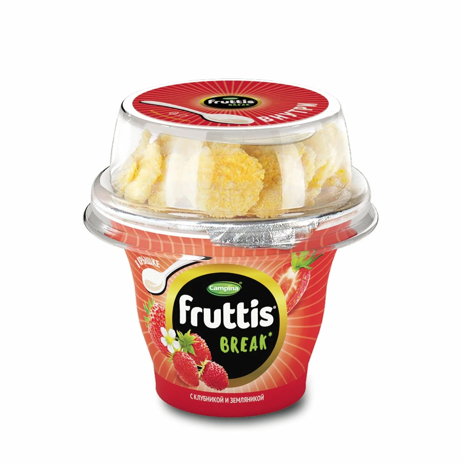 фото Продукт йогуртный fruttis break с клубникой и земляникой, 2,5%, 175 г