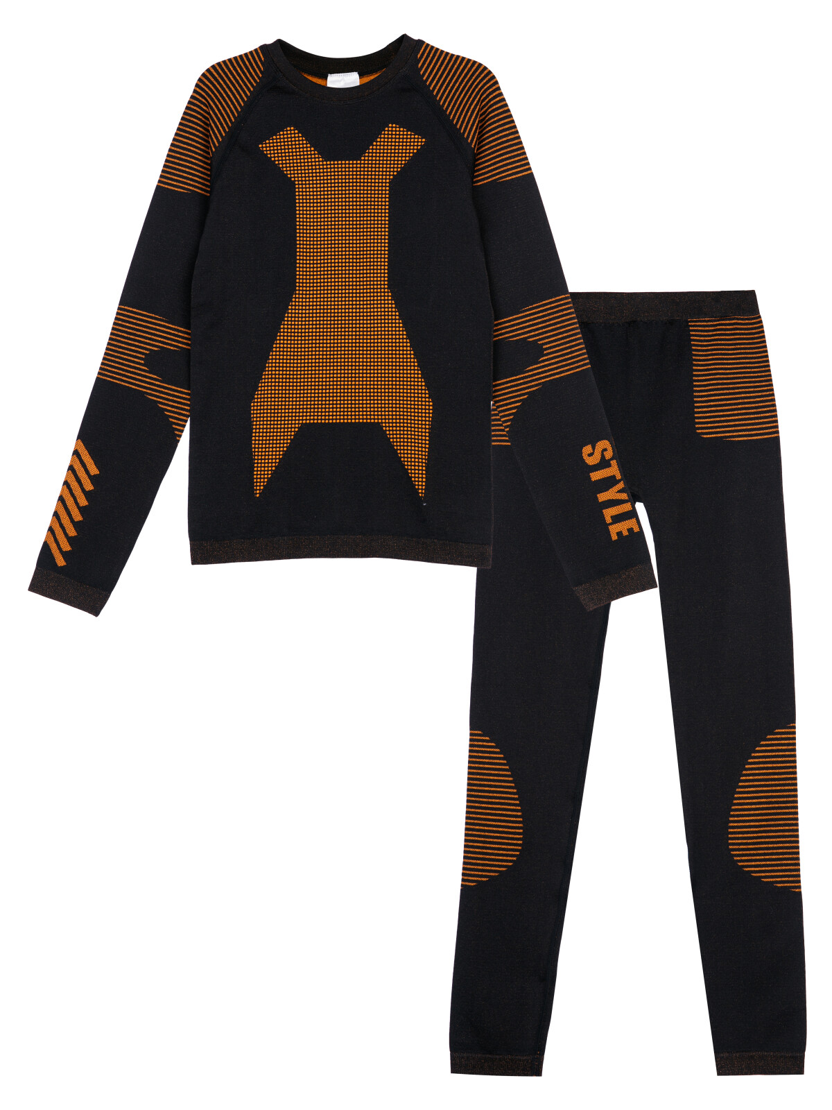 Термокомплект для мальчиков PlayToday: брюки, толстовка, черный,оранжевый, 164-170