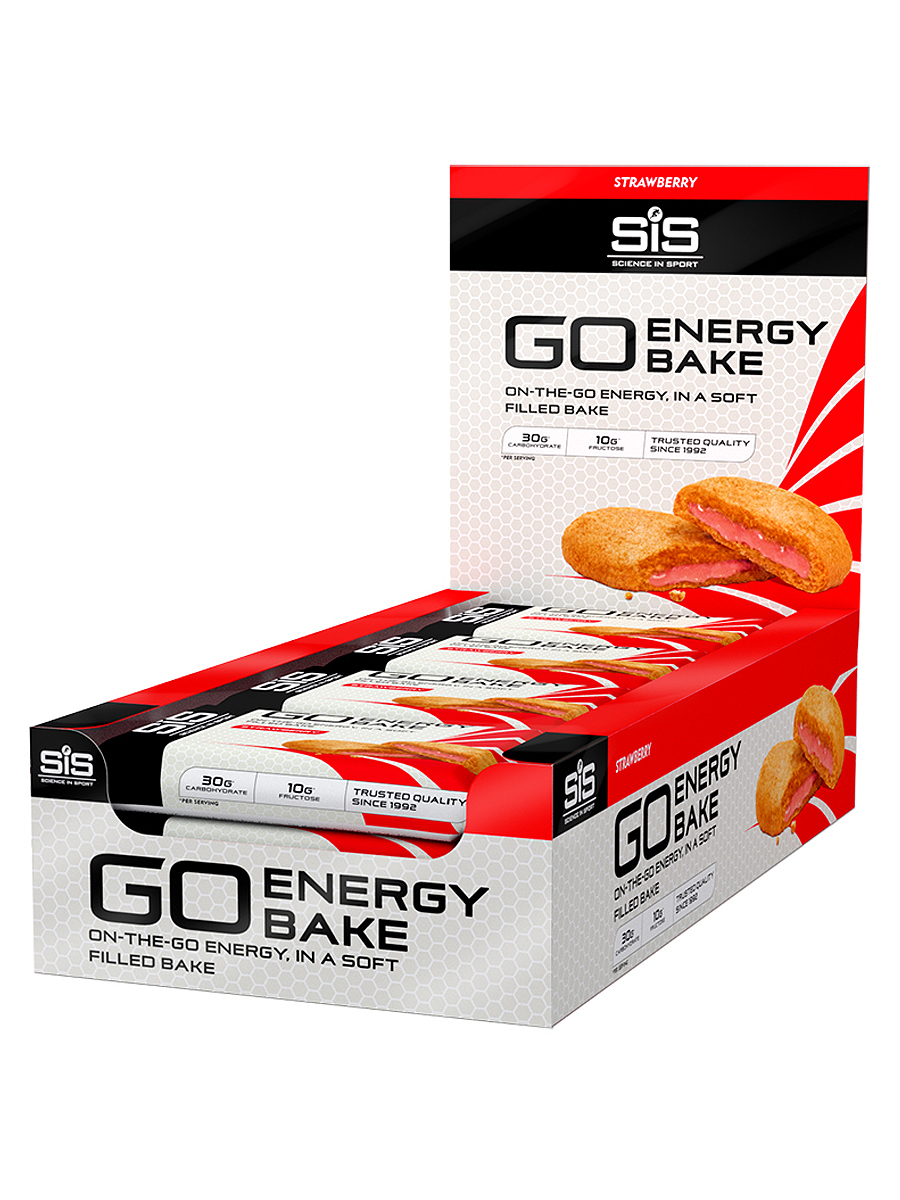 Углеводный энергетический батончик с начинкой GO Energy BAKE SiS, 12шт по 50г (Клубника)