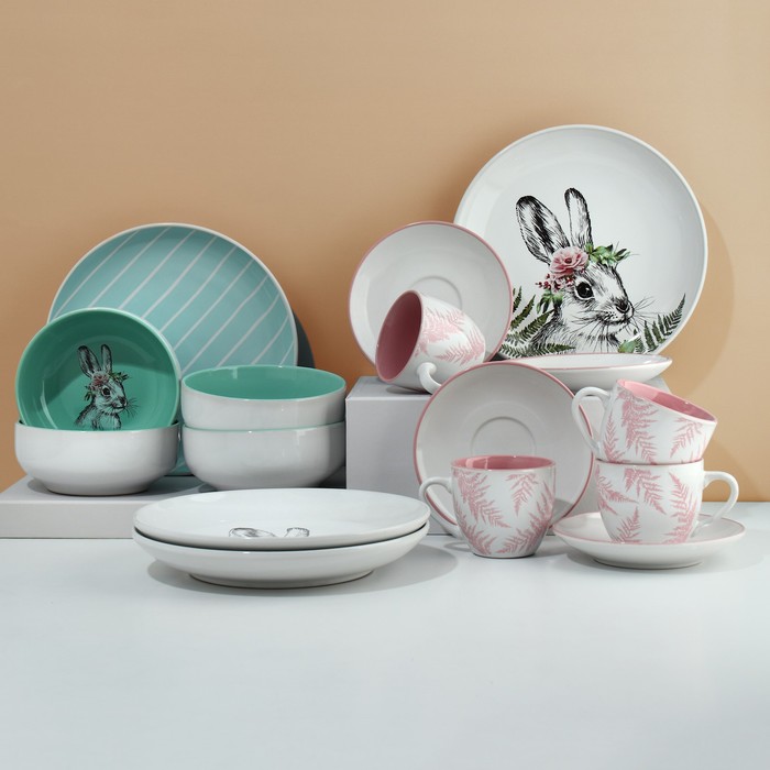 

Столовый сервиз на 4 персоны Dolce Ceramo Лесные персонажи, 12 предметов, Белый;разноцветный