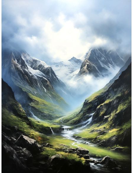 

Алмазная мозаика без подрамника Горы, 50x40 см, 49 цветов, 68008, РА-513