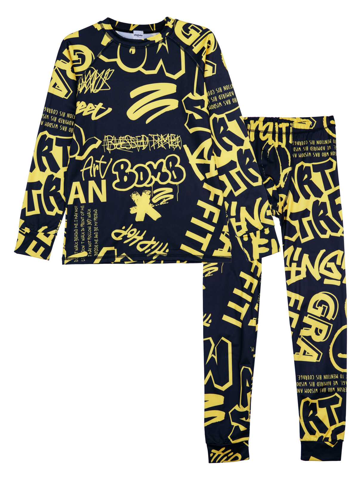 Термокомплект для мальчиков PlayToday: брюки, толстовка, черный,жёлтый, 176