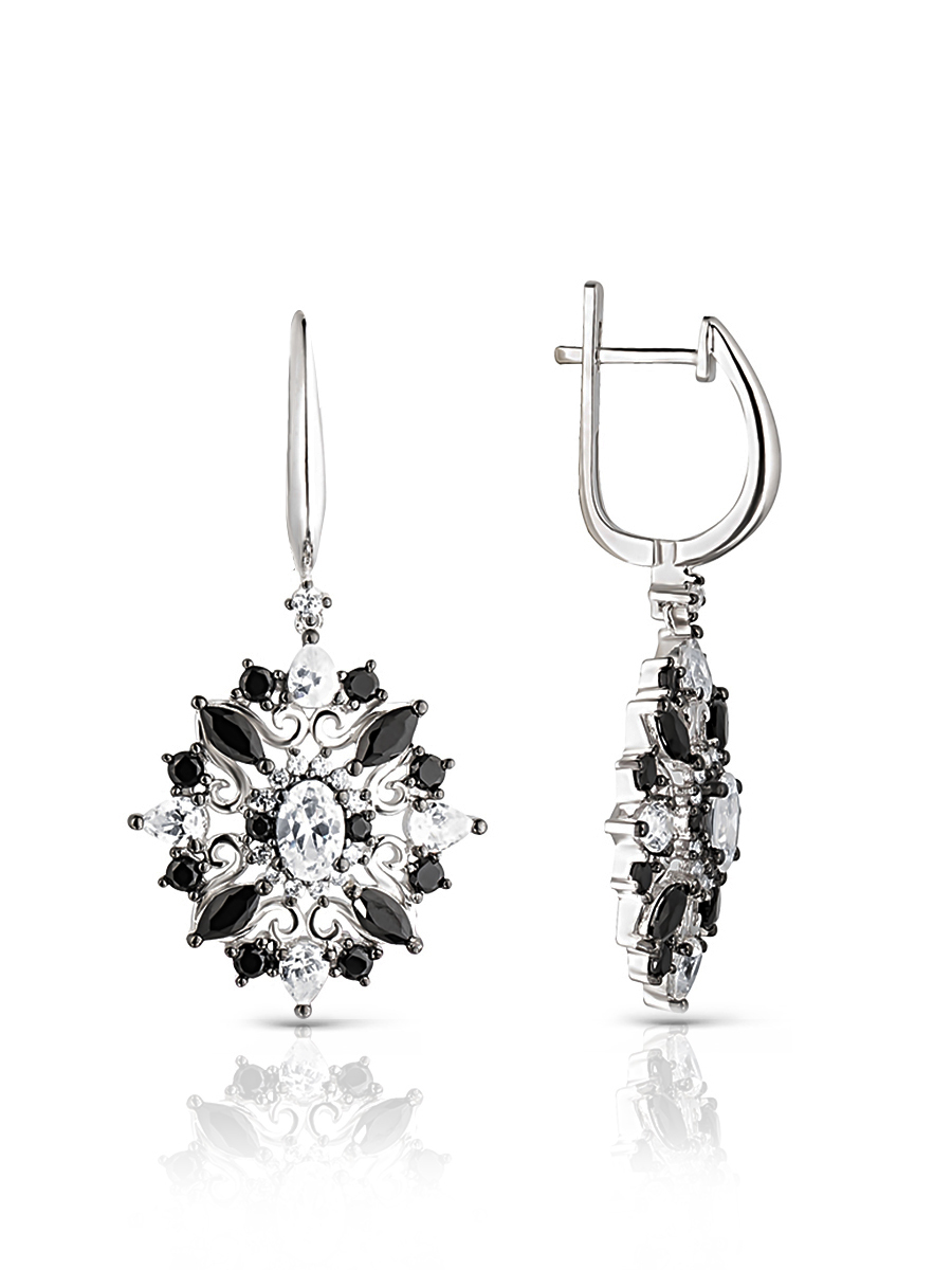 

Серьги подвески из серебра VALTERA 97078, шпинель нано\фианит, 97078