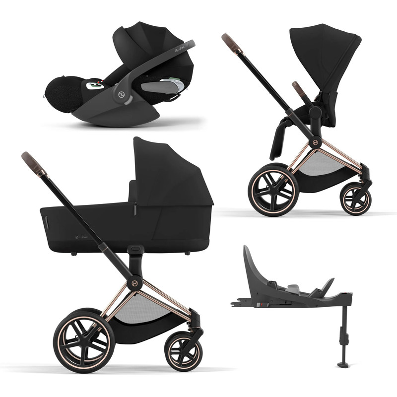 Коляска детская 4 в 1 Cybex Priam IV, шасси IV Rose Gold, Sepia Black