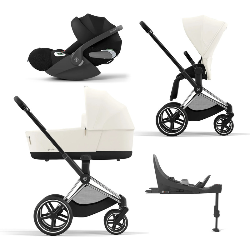 Коляска детская 4 в 1 Cybex Priam IV, шасси IV Chrome Black, Off White