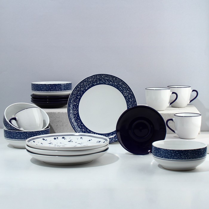 

Столовый сервиз на 4 персоны Dolce Ceramo Royal Garden, 12 предметов, Белый;синий