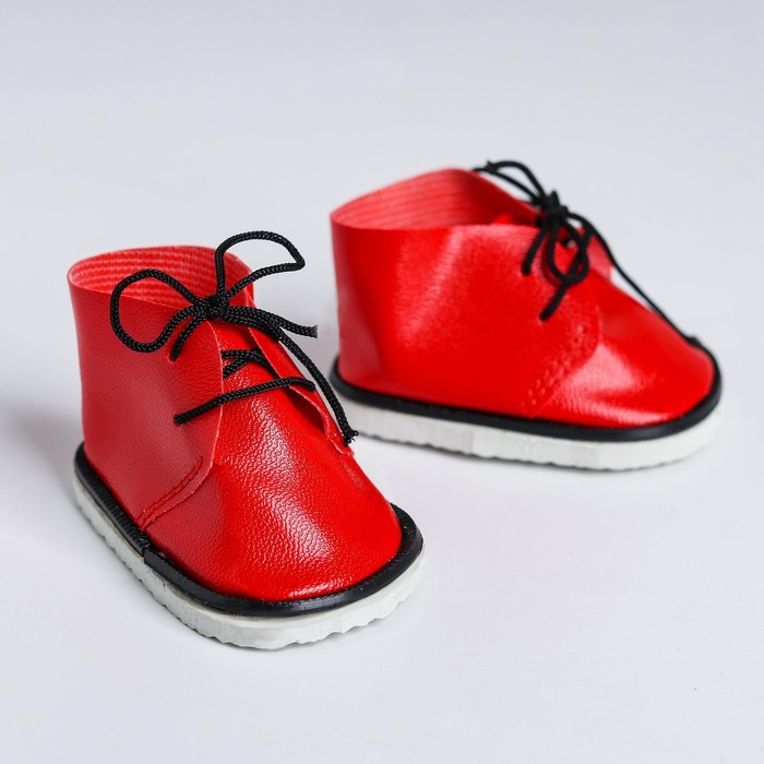 Ботинки для куклы «Завязки», длина подошвы: 7,5 см, 1 пара, цвет красный сапоги с отворотами для куклы длина подошвы 7 5 см красный
