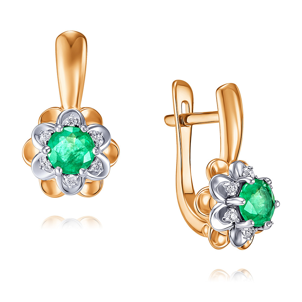 

Серьги из красного золота с изумрудом/бриллиантом ADAMAS 24040028/01-А50Д-433, 24040028/01-А50Д-433