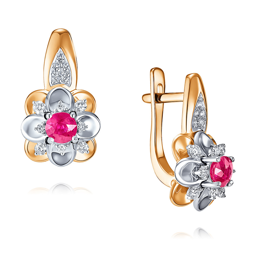 

Серьги из красного золота с рубином/бриллиантом ADAMAS 24040027/01-А50Д-431, 24040027/01-А50Д-431