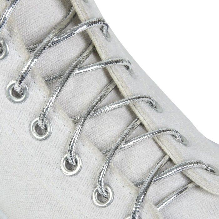 Шнурки для обуви, круглые, d = 4 мм, 120 см, пара, серебряный