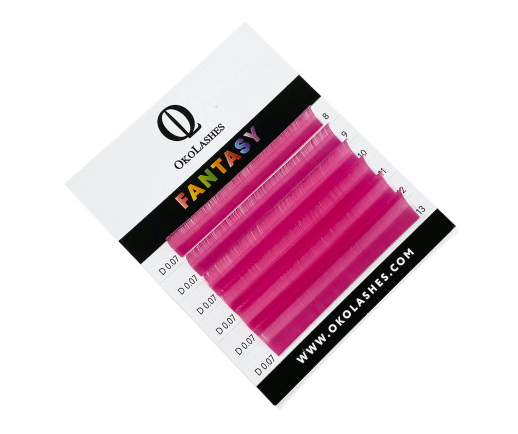 

Ресницы Oko Lashes Professional Fantasy мини фуксия L 0.10 7-12 mix, Розовый