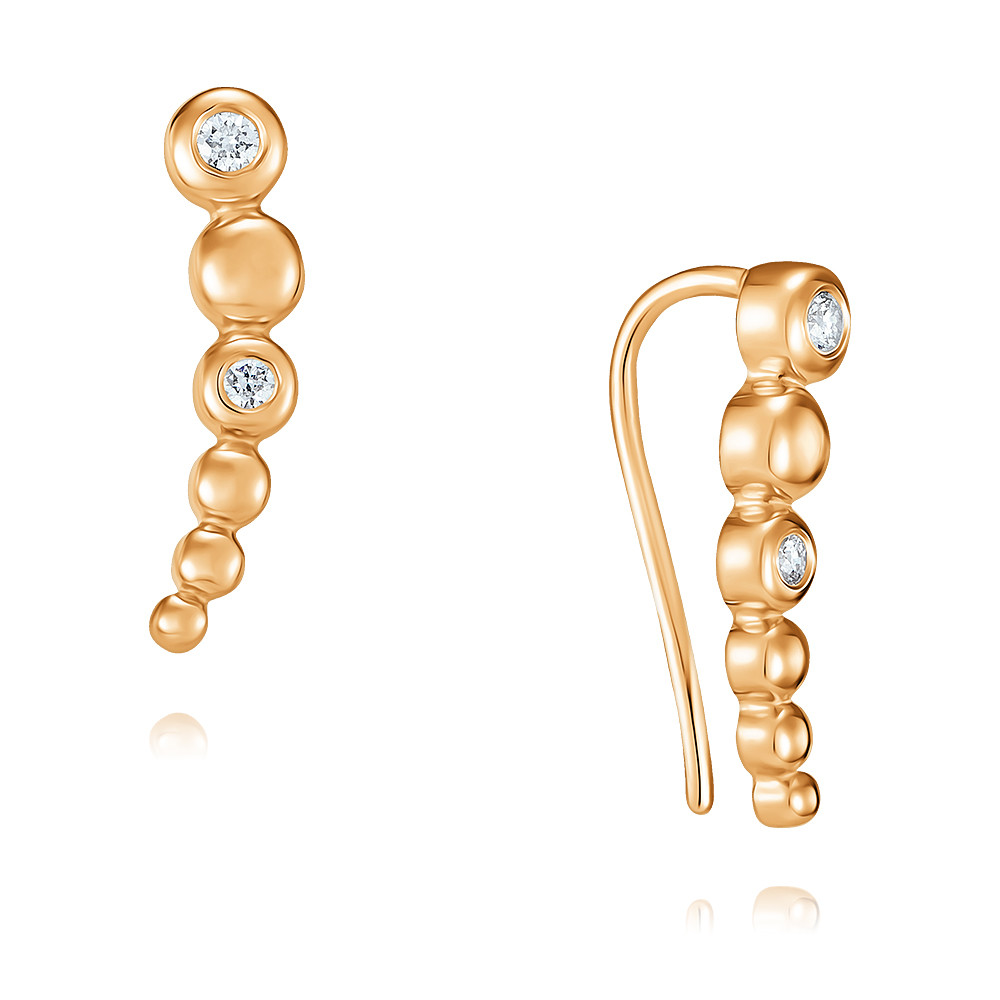 

Серьги клаймберы из красного золота с бриллиантом ADAMAS 28039803/01-А50Д-41, 28039803/01-А50Д-41