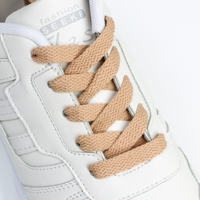 фото Шнурки для обуви nazamok плоские 7 мм, 160 см, бежевый, пара
