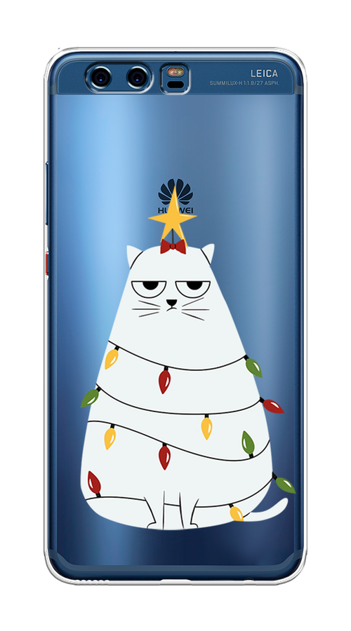 

Чехол на Huawei P10 Plus "Котик в гирлянде", Белый;красный;желтый, 62350-1