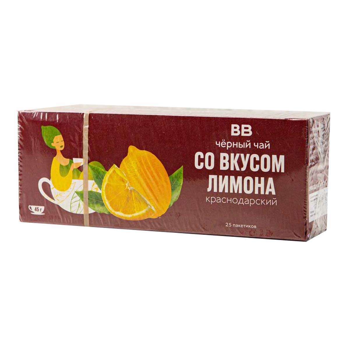 

Чай черный ВкусВилл со вкусом лимона в пакетиках 1,8 г x 25 шт