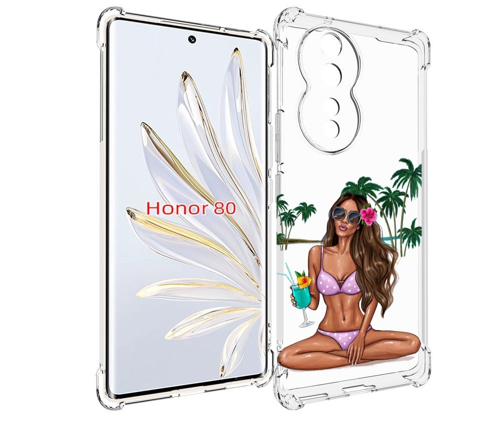 

Чехол MyPads Гавайская-девушка женский для Honor 80, Прозрачный, Tocco
