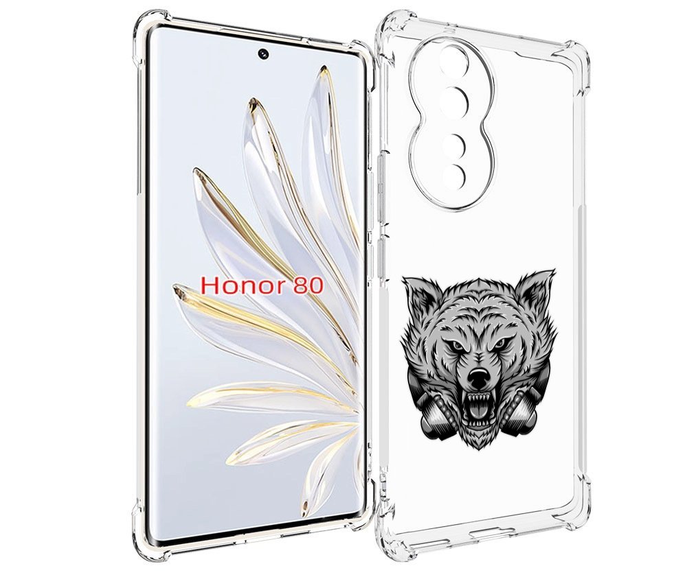 

Чехол MyPads Волк-в-наушниках мужской для Honor 80, Прозрачный, Tocco