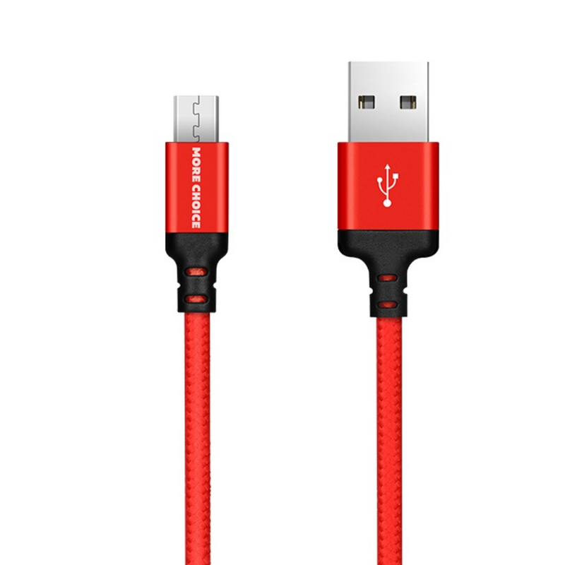 

Дата-кабель плоский More choice K12m USB 2.1A для micro USB нейлон 1м Black Red, K12m