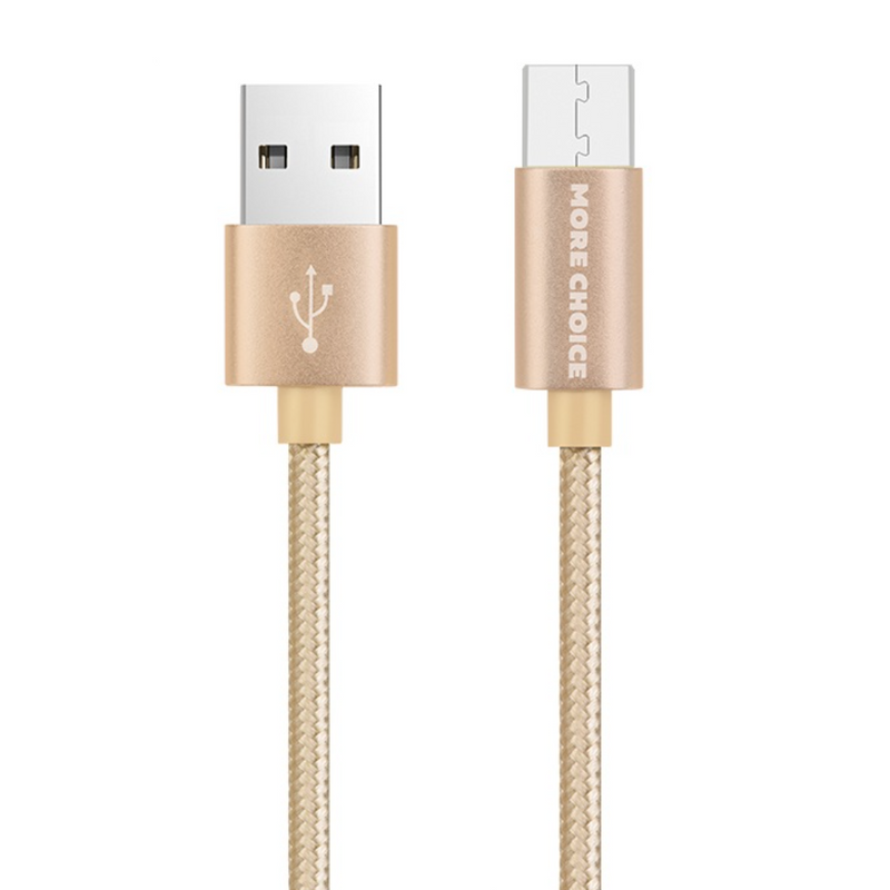 Дата-кабель More choice K11m USB 2.0A для micro USB нейлон 1м Gold