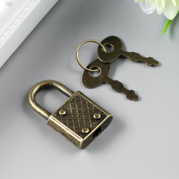 фото Замочек с ключиком для шкатулки металл набор 5 шт с286 бронза 3,1х1,7 см арт узор