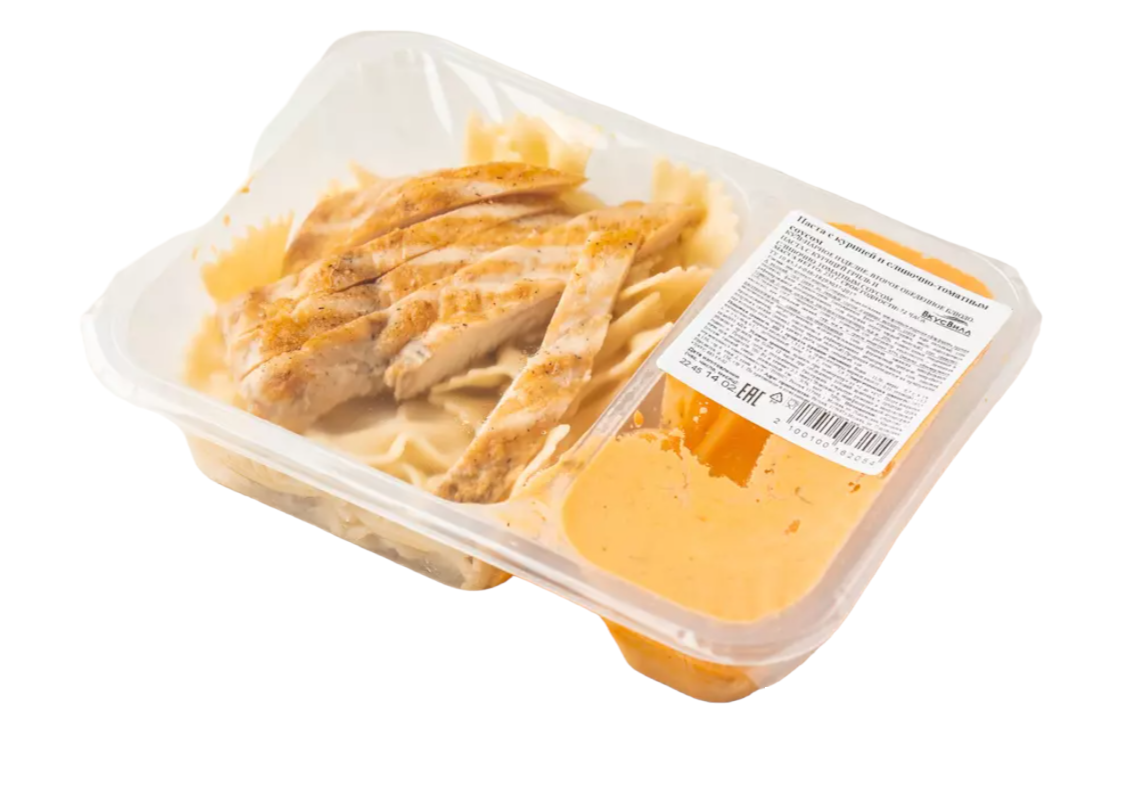 

Паста ВкусВилл с курицей гриль и сливочно-томатным соусом 235 г