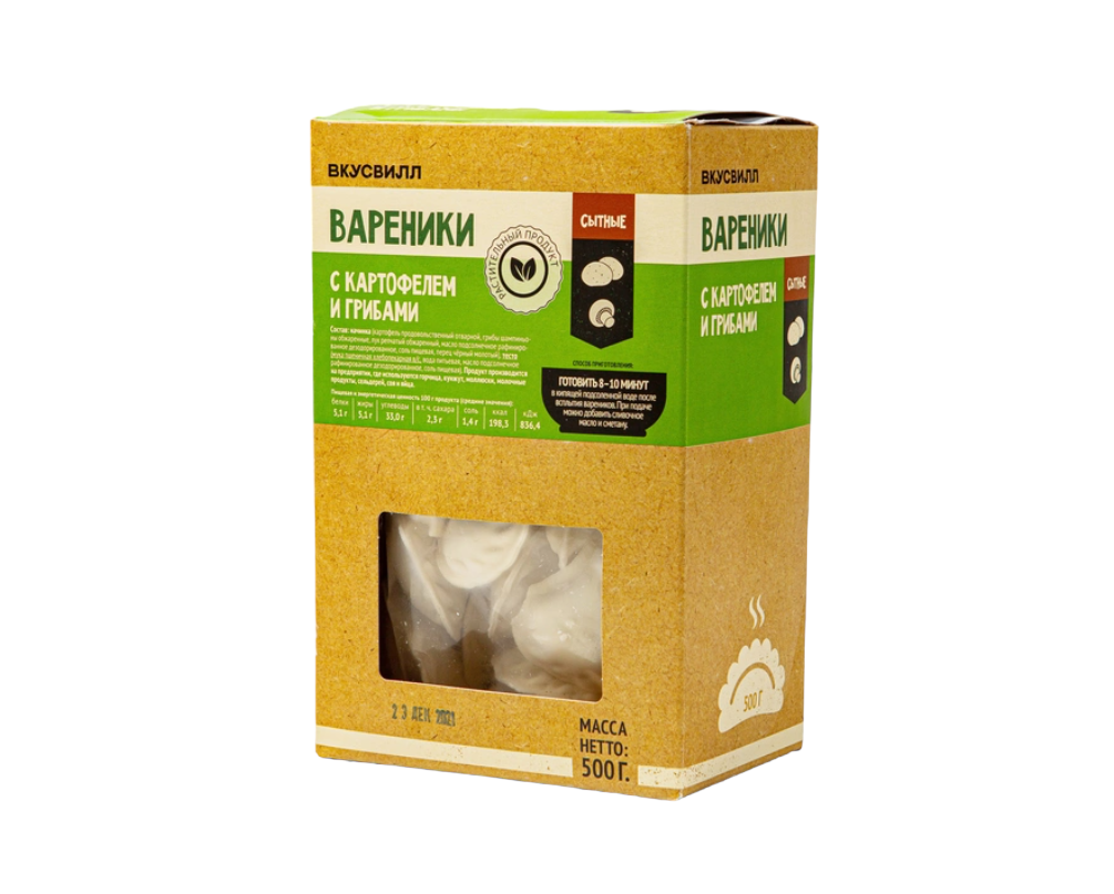 

Вареники ВкусВилл с картофелем и грибами 300 г