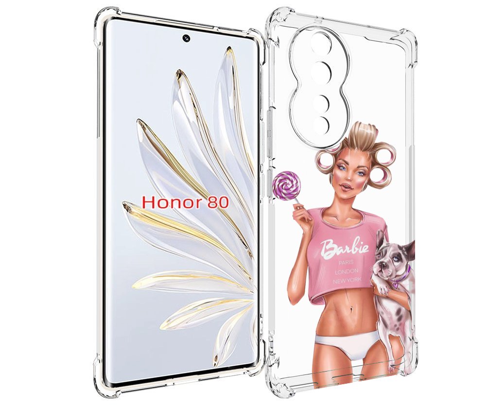 

Чехол MyPads Барби-с-собачкой женский для Honor 80, Прозрачный, Tocco