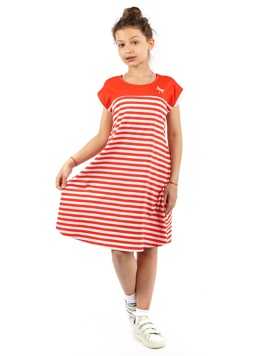 Платье детское N.O.A. 11524, коралловый белый, 134