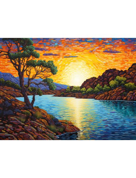 

Алмазная мозаика на подрамнике Закат, 70x50 см, 50 цветов, 67913, ПРА-501