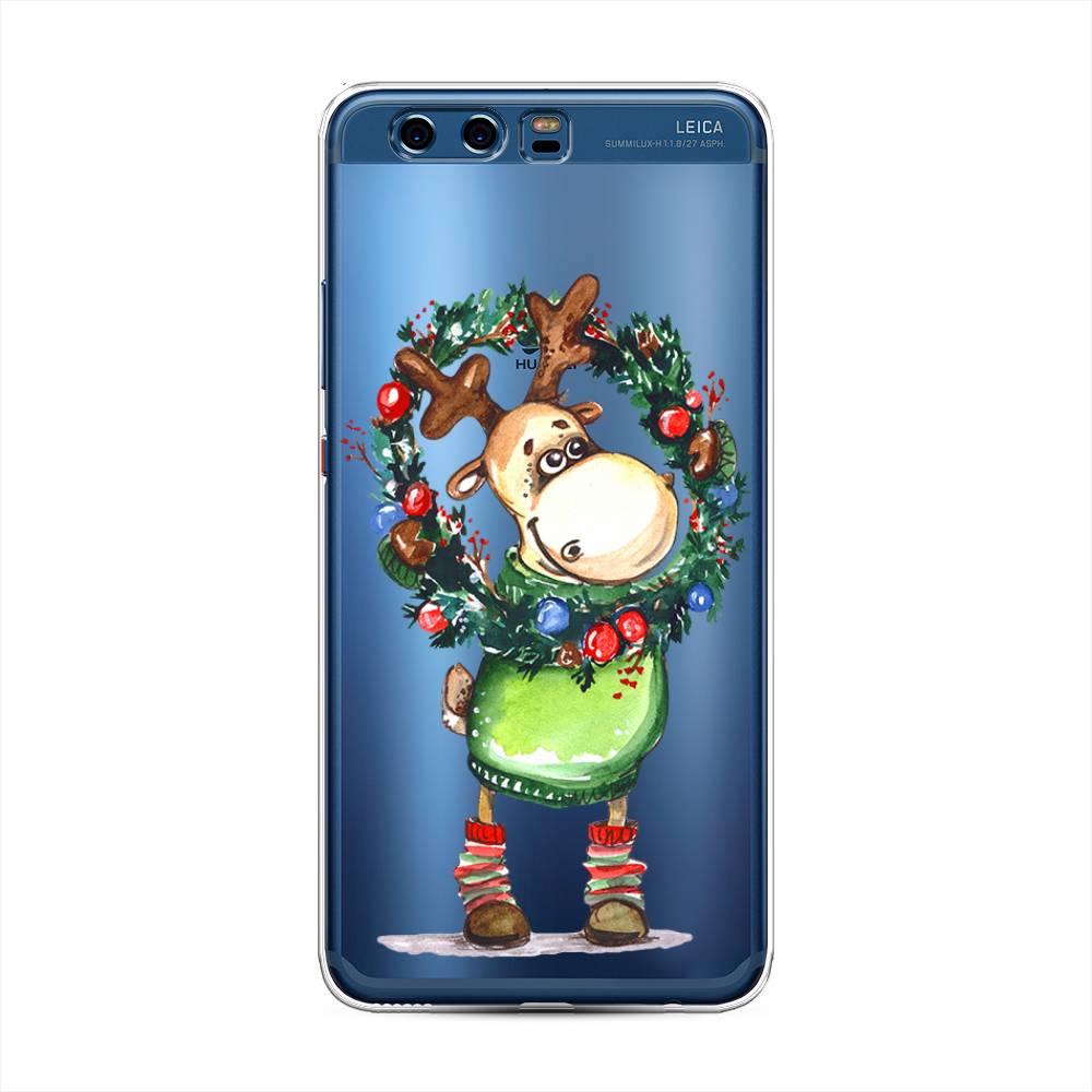 

Чехол для Huawei P10 Plus "Олень с новогодним венком", 62350-4