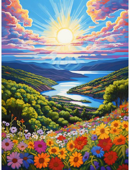 

Алмазная мозаика на подрамнике Цветочный луг, 70x50 см, 50 цветов, 67893, ПРА-502