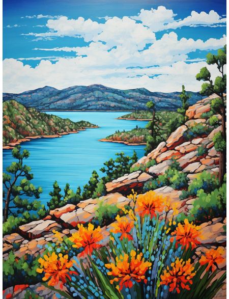 

Алмазная мозаика без подрамника Горный пейзаж, 90x70 см, 50 цветов, 67870, РА-500
