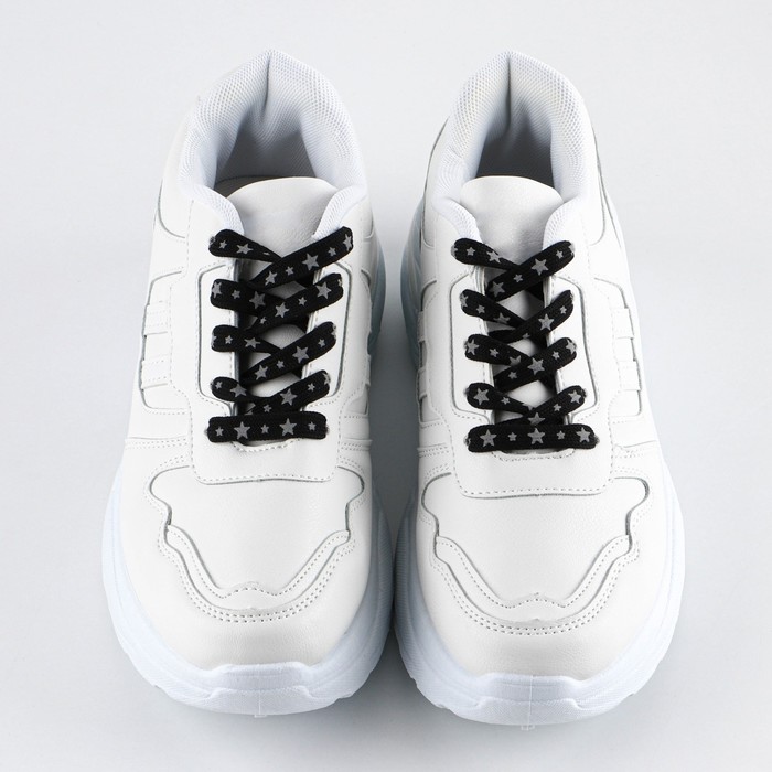 Шнурки для обуви NAZAMOK, 110 см Звезды, черный